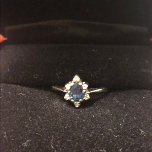 White Gold Diamond Halo Teardrop Sapphire Ring